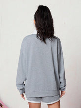 Contrast Polo Collar Long Sleeve Sweatshirt And Shorts Set